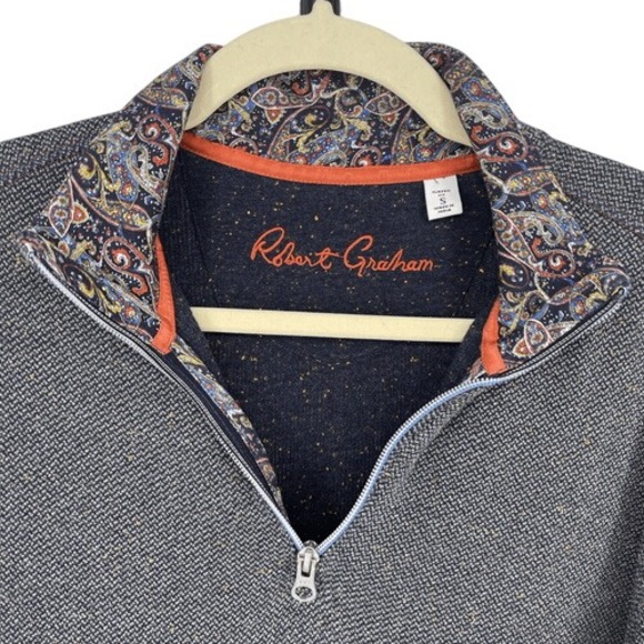 Robert Graham‎ Delage Navy Quarter Zip Pullover Speckled Knit Size S - Picture 2 of 9